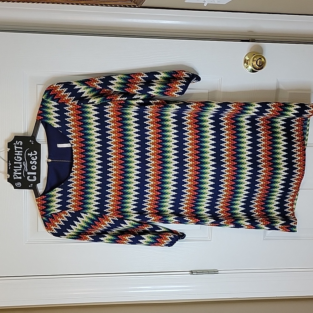 Sage Dress Small Chevron Multi-colored